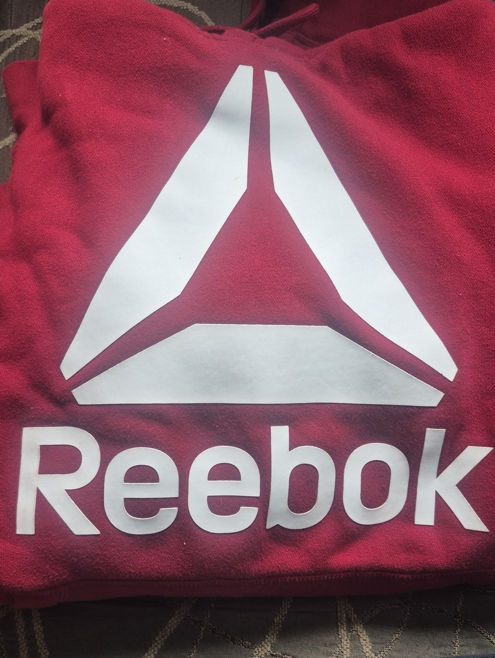 Reebok Maroon Hoodie with Large White Logo